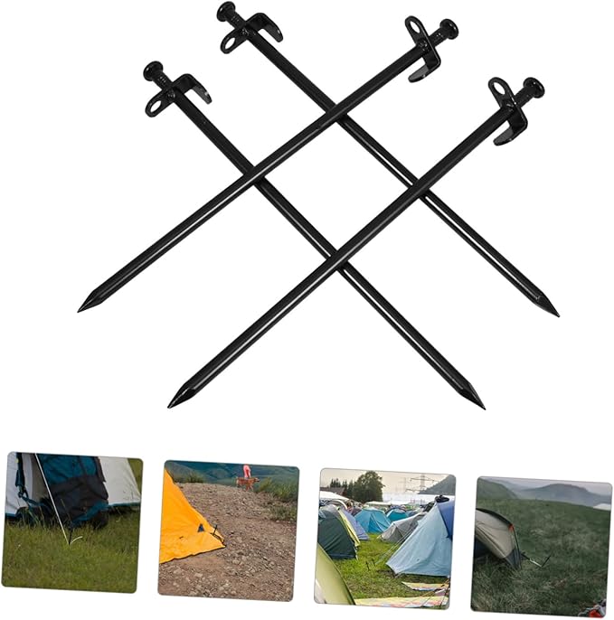 DECHOUS 4Pcs Metal Ground Stakes for Gardening Durable Lawn Nails with Sharp Tips for Easy Installation for Tents Trampolines and Greenhouses Heavy Duty Outdoor Fixing