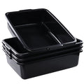 4 Pack 22 L Commercial Bus Tub Box Black Plastic Rectangle Dish Tub Basin R