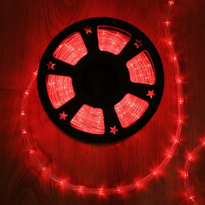 50ft 360 LED Waterproof Rope Lights 110V Connectable Indoor Outdoor Red Led Rope Lights for Outside Deck Patio Pool Camping Bedroom Decor Landscape Lighting and More (Red)