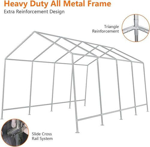 10×20 ft Outdoor Storage Sheds Portable Storage Shelter Shed with Roll up Zipper Doors &amp Vents Waterproof Outside Utility Shed Garage Tent for Motorcycle Bicycles and Camping Tools