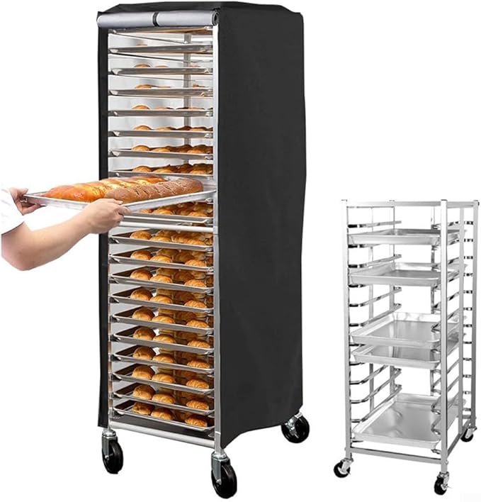 420D Waterproof Bread Stand Dust Cover with Reliable Strap Attachment Protects Baking Grates from Environmental Damage and Dust Fits Shelf Size 59 72 163 cm