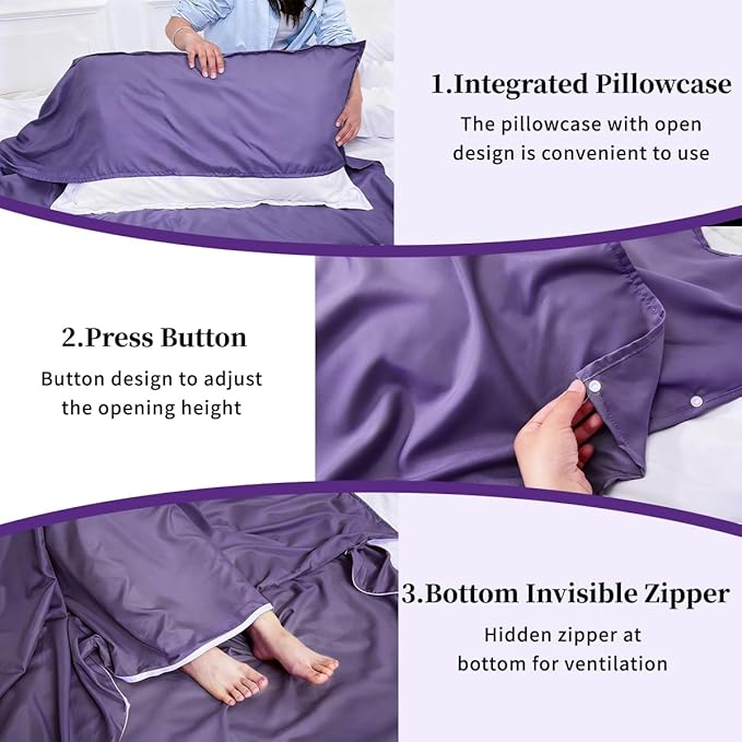 Sleeping Bag Liner Lightweight Compact Sleeping Bag Sack Portable Clean Travel Sheet Camping Sleep Sheet for Backpacking Hotel Hiking