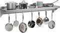 TrailBlaze 12 x 48 NSF Certified Stainless Steel Wall Mount Shelf - Multifunctional Metal Storage Rack with Backsplash and 7 Hooks for Hanging Pots PansCookware in Home and Restaurant