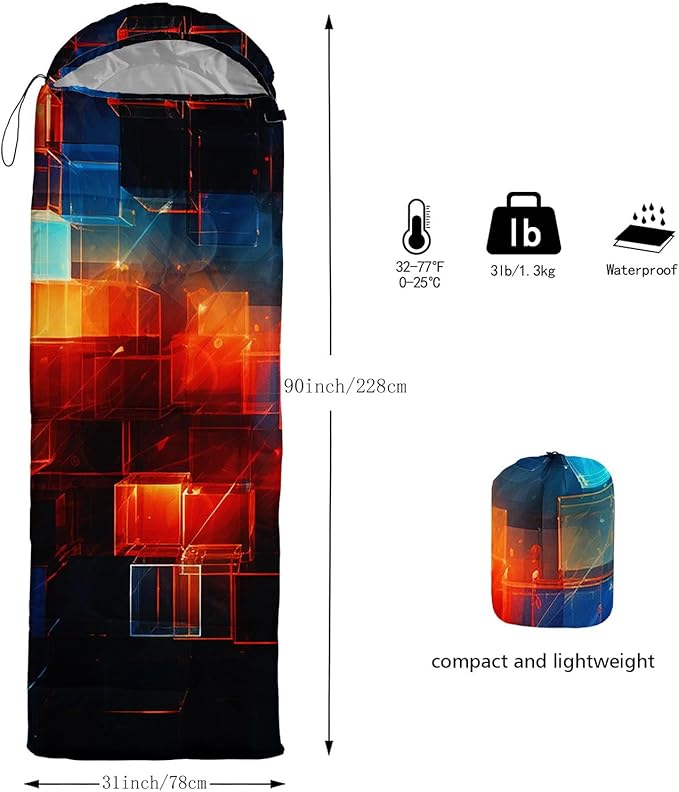Kids Sleeping Bag for Boys GirlsWestern Cowboy Print-Lightweight Warm Portable Outdoor Indoor-Waterproof Cold Weather Resistant Sleeping Bag for Camping Hiking