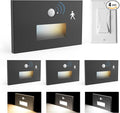 4 Pack Motion Sensor Stair Lights Indoor OutdoorDimmable Motion Activated Step Lamp 3000K/4000K/6000KHardwired 120V 4W IP65 Waterproof Outside Stairway LightLed Staircase Lights- Black