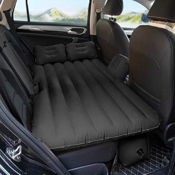 Car Air Mattress for Ford Focus RS 2016 2017 2018 Portable Car Bed with T-Shape Support Base and Pillows for Travel &amp Camping Black
