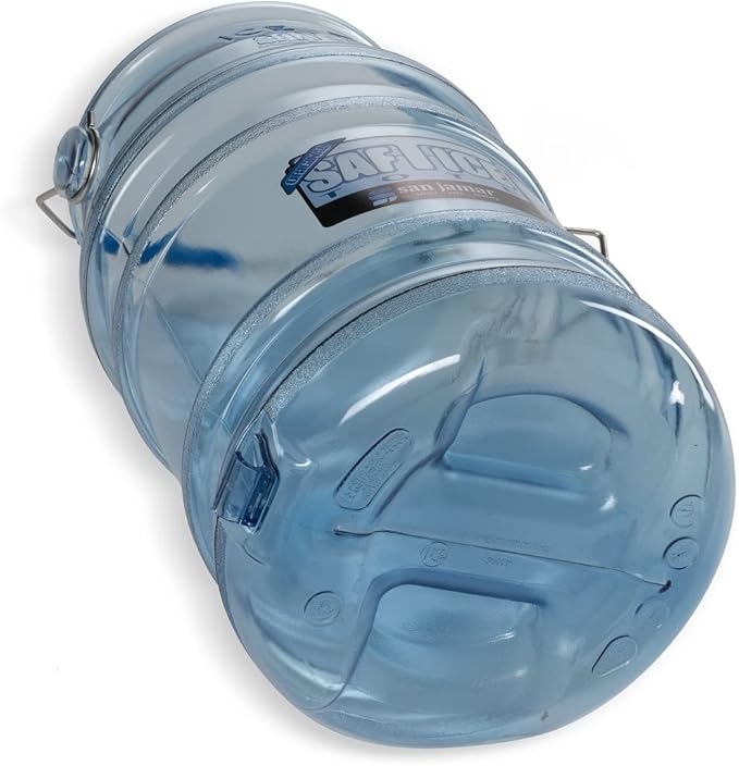 San Jamar Saf-T-Ice Plastic Ice Tote Ice Bucket with Drying and Storage Hook for Restaurants Bars Catering Events Buffets 6 Gallons Blue