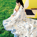 ITFRO Cooling 6 Layer Cotton Muslin Blanket For Hot Sleepers Twin Size 60x80 Inches Whale Soft Breathable Lightweight Reversible Summer Gauze Blanket for Adults Couch Sofa Bed Camping (Whale 60x80)