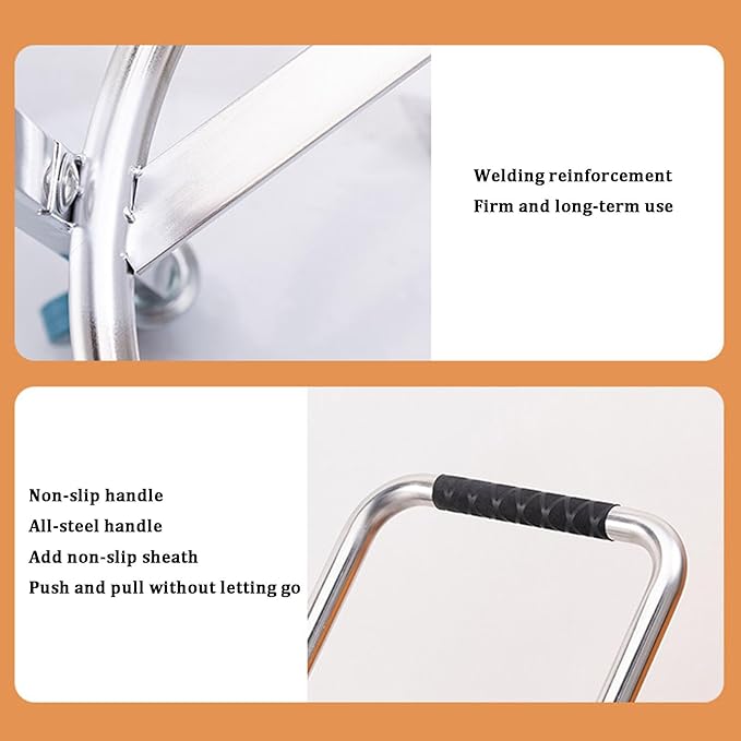 Stainless Steel Soup Bucket Rack with Handle Commercial Stock Pot Stand Mobile Gas Bottle BaseHeavy Duty Drum DollyTrash Can Roller Base with WheelsMultifunctional Mover Carrier Barrel Frame