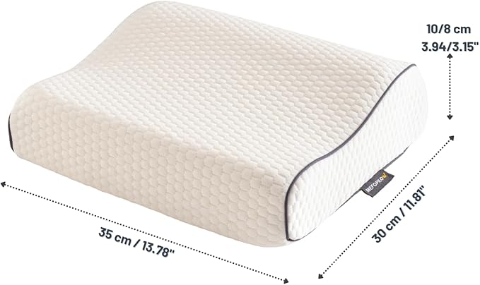 Memory Foam Travel Pillow with Washable Cover &amp Carry Bag – Compact Soft &amp Breathable Neck Pillow for Airplane Camping &amp Car (White- Without Spare Cover 13.8x11.8x3.9/3.1 inches)