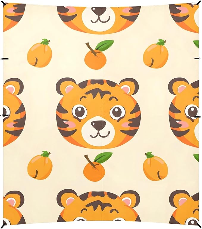 Cute Tiger Face Camping Sun Shelter Beach Tent Portable Beach Sun Shade Outdoor Canopy for Camping Trips Fishing Picnic
