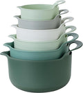 COOK WITH COLOR Nesting Plastic Mixing Bowl Set with Pour Spouts and Handles Sage 6 Piece Non-Slip