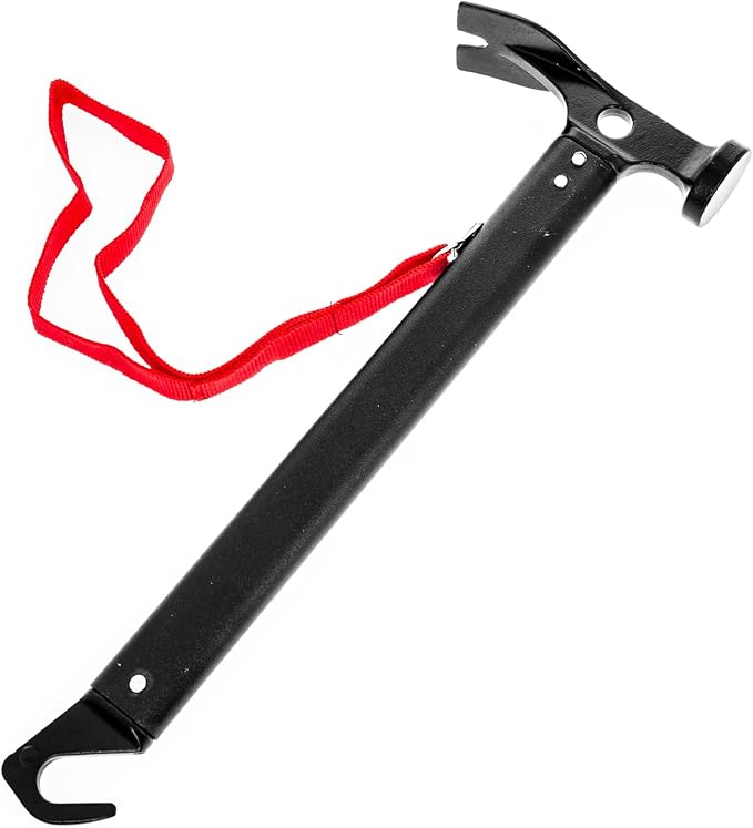 ASR Outdoor 13oz Carbon Steel Camping Hammer with Tent Stake Puller Hand Tool 12 Inch