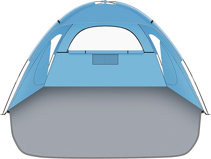 Beach Tent Sun Shelter Beach Shade Tent with UPF 50+ UV Protection for 2-3 Person Portable &amp Easy Setup Cabana Beach Tent 3 Roll Up Doors &amp 8mm Fiberglass Rods Carry Bag Included