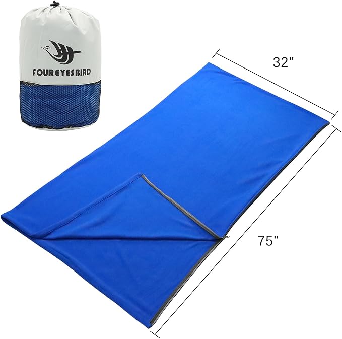Fleece Sleeping Bag Liner 75 Long Zipper Microfiber Fleece Travel Single Sleeping Bag Camping Blanket Indoor Outdoor Blanket for Adults &amp Children
