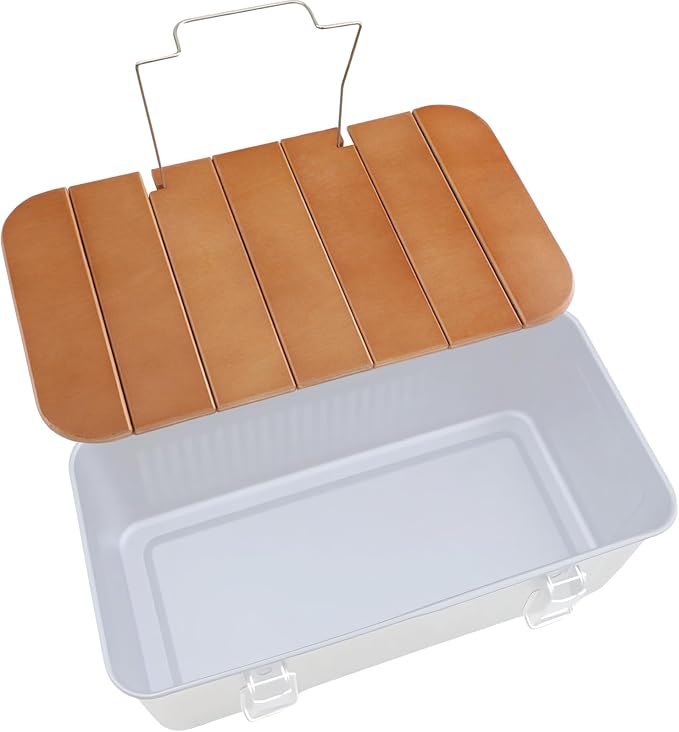 Wooden Table Compatible with Lunch Box 10qt Portable Outdoor Camping Picnicking Cafe Kit Accessories Mini Folding Meal Tables (7.3 x 13.6 x 0.4 Inch) Not Included Lunchbox