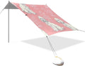 White Poodles Beach Tent Sun Shelter 9.2' x 10.5' Beach Canopy with 4 Sandbags 4 Stability Poles Sand Shovels - Tent Canopy for Beach Camping Fishing Picnics