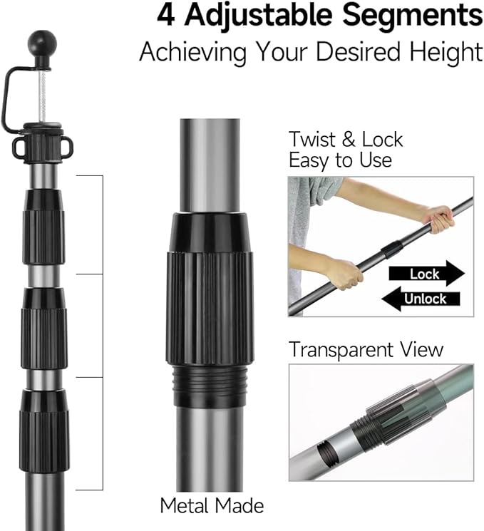 SANLIKE Tent Poles for Tarp 8.2' Telescoping Poles Set of 4 Replacement for Canopy &amp Camping Rooftop Tent Poles for Rain Fly Awning - Gray