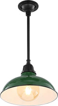 JONATHAN Y 12.25 Green/Black 1-Light Farmhouse Indoor/Outdoor LED Pendant Iron Hanging Light and Black Metal Shade Rustic Ceiling Lamp for Kitchen Island LED Bulb Included (JYL7611F)
