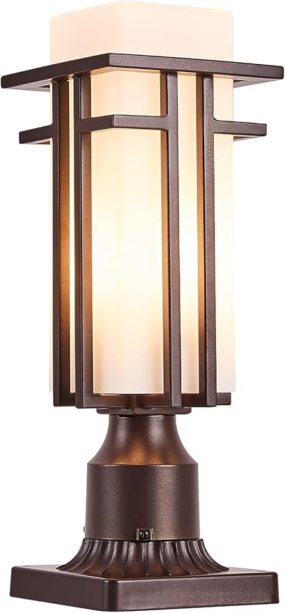 Oil Rubbed Bronze Outdoor Post LightsWaterproof Pole Mount Light Fixture with Pier Mount Adapter(with 3-Inch Pier Mount Base) Exterior Lamp Post Lantern Head for YardGarden Backyard and Porch