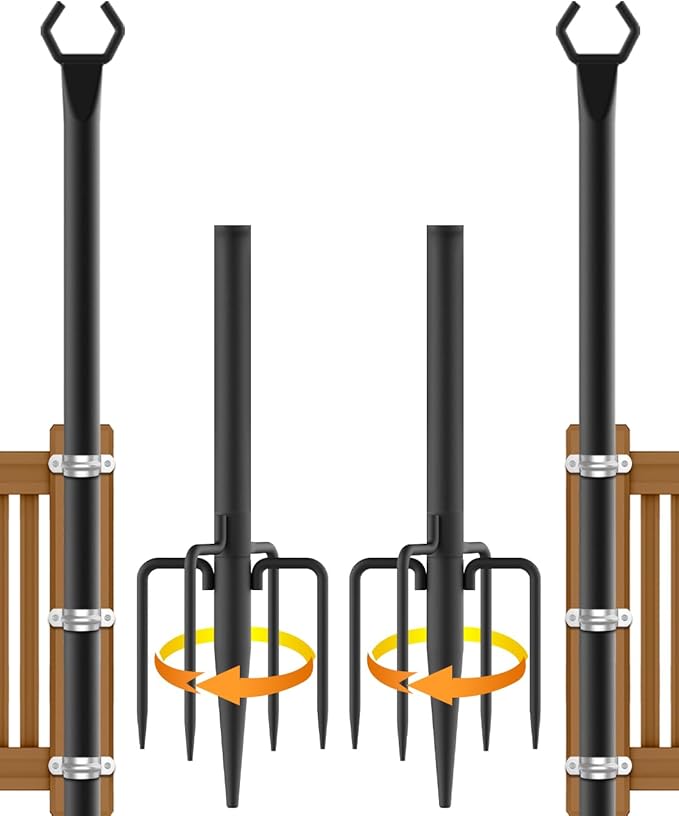 2 Pack String Light PolesMetal Poles for Hanging Outdoor Light Strings2 Pack 10 FT Light Poles Stand for Outside GardenPatioWeddingBackyardDeckParty