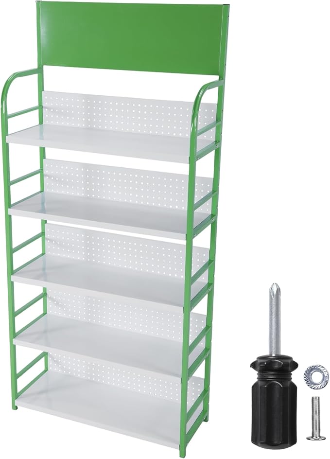 5 Tier Supermarket Large Sample Display Shelf with Signboard Retail Snack Display Rack for Kitchen Office and Convenience Store