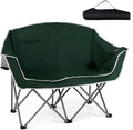 Tangkula 2 Person Camping Chair Portable Oversized Outdoor Folding Camp Chair Loveseat with Padded Seat Cup Holder Carry Bag Heavy Duty Lawn Chair for Beach Fishing Travel (2-PersonGreen)