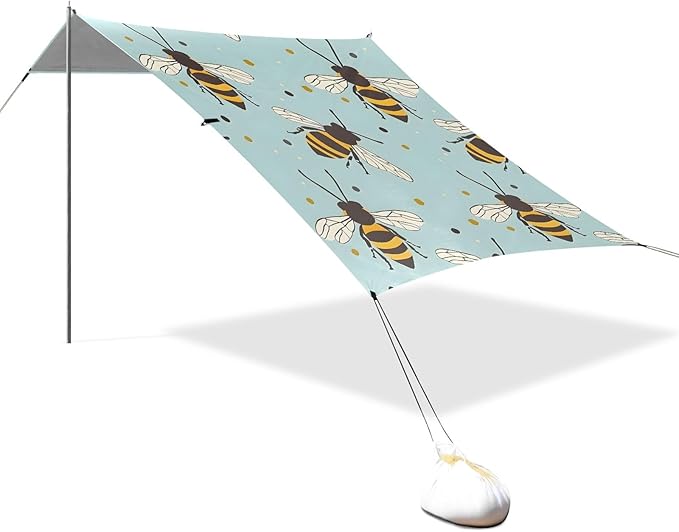 Bees Camping Sun Shelter Beach Tent Portable Beach Sun Shade Outdoor Canopy for Camping Trips Fishing Picnic