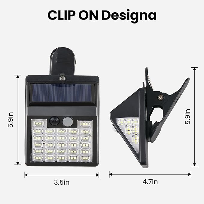Clip On Solar Lights OutdoorMotion Sensor Outdoor Lights 72LEDs 600LM Clip on Solar Fence Lights Outdoor Waterproof LEDSolar Lights for Wall FenceDeck GutterCamping (4)