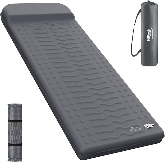 HiiPeak Memory Sleeping Pad Compact 3 Thick Foam Sleeping Mats with Pillow 9.5 R-Value Insulated Camping Mattress Pad Easy Inflate &amp Deflate Inflatable Sleep Mat for Backpacking Hiking Car Te