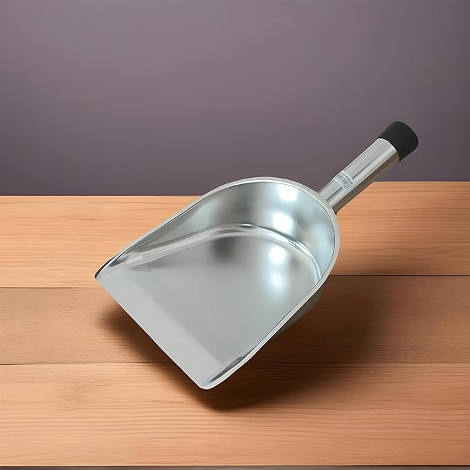Large Stainless Steel Scoop 15.55x8.27x3.15 Inch Flour Shovel 470g Metal Bagger for Bulk Grains Sugar Laundry Room Feed Restaurant Buffet Warehouse