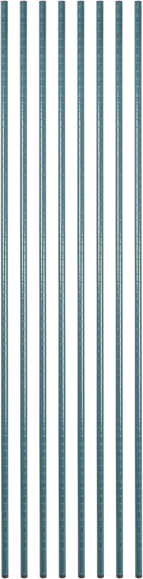 Restaurantware-Shelving Posts ONLY: Chef 101 74 Inch Shelving Posts 4 NSF Certified Epoxy Poles - Shelves Sold Separately with 4 Leveling Feet Green Steel Poles No Corrosion