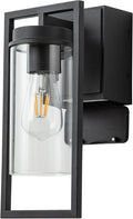 Outdoor Lights with GFCI Outlet Modern Porch Lights Waterproof Exterior Light fixture with Outlet plug Black Wall Sconce Wall Mount with Clear Glass Outside Patio lights for House Garage