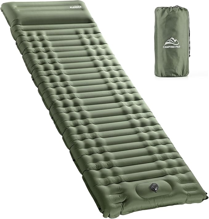 Elegear CumbreX Single Sleeping Pad for Camping 4.7 Ultra-Thick Inflatable Camping Sleeping Pad with Built-in Foot Pump &amp Quick Inflation Portable Camping Sleeping Mat for Backpacking Hiking Te