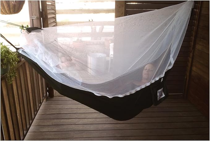 Hammock Bliss Mosquito Free Hammock Bliss – Camping Hammock with Bug Screen Mossy Netting Canopy - Integrated Suspension 100' / 250 cm Rope Per Side - Make Hammock Camping A Bug Free Experience