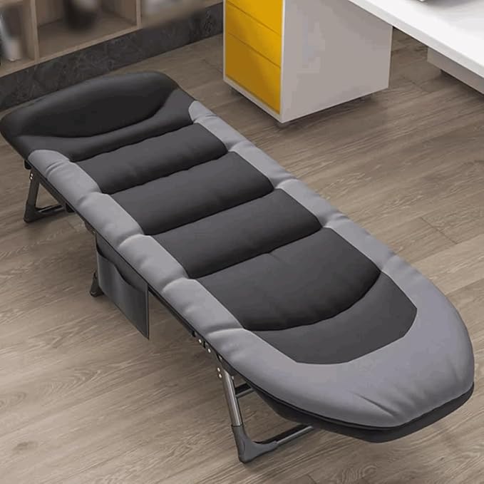 Iron Alloy Camping Bed 6-Level Adjustable Folding Cot for Outdoor Office Portable Folding Bed with Mattress for Sleeping