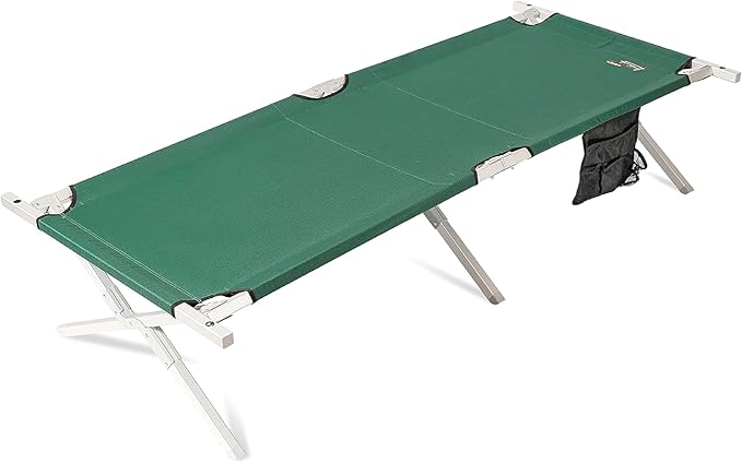 BYER OF MAINE Military Cot Folding cot Reinforced Aluminum/Steel Frame Extra Large Size Holds 375lbs