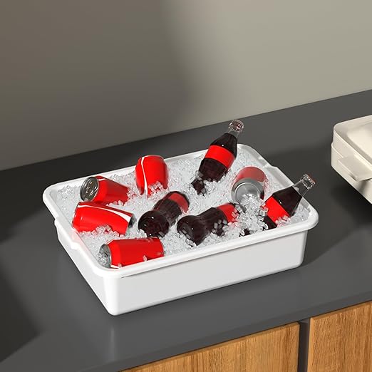 8 L Small Commercial Bus Box Plastic Bus Tub White 5-Pack