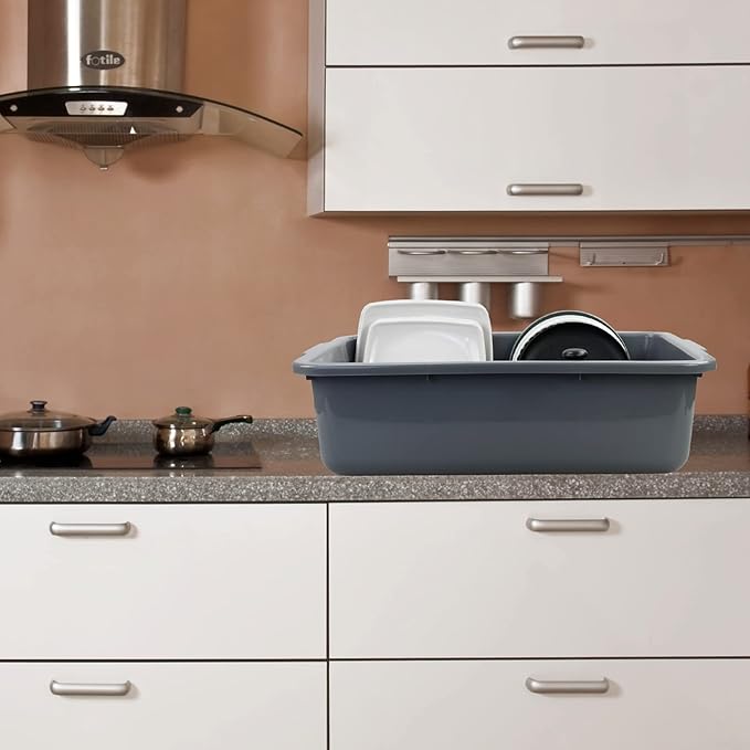 Hespama 4 Pack Commercial Bus Tub Box 32 L Extra Large Dish Pan Grey