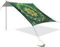 Mandala Texture Green Beach Tent Sun Shelter 9.2' x 10.5' Beach Canopy with 4 Sandbags 4 Stability Poles Sand Shovels - Tent Canopy for Beach Camping Fishing Picnics