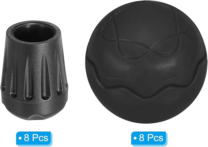 PATIKIL 0.55 Inch Chair Feet Replacement 8 Pack TPE Outdoor Camping Chair Leg Tips Ball Cap Folding Chair Legs Floor Protectors Stability on Rugged Fit for 0.55(14mm) Chair Feet Black