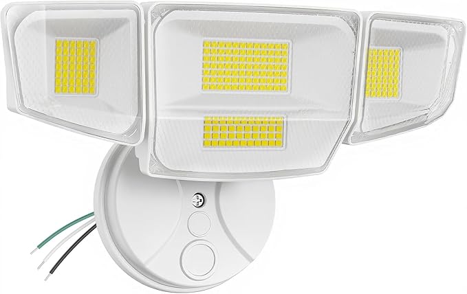 90W 10000LM Flood Lights Outdoor LED Security Lights with 4 Heads Switch Controlled 6500K Daylight IP65 Waterproof Exterior Floodlight for Outside Garage Yard Porch Eave