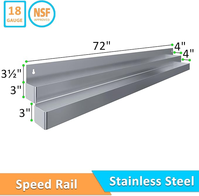 72 Bottle Rack for Bars Restaurants &amp Foodservice | Extra-Wide Dual-Line Underbar Organizer - Speed Rails Made up of Stainless Steel (72 Double Rail)
