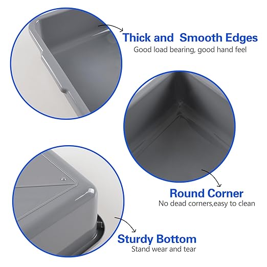 Ramddy 8 L Food Service Commercial Bus Tubs 4 Packs Small Rectangle Wash Basin Dishpan Grey