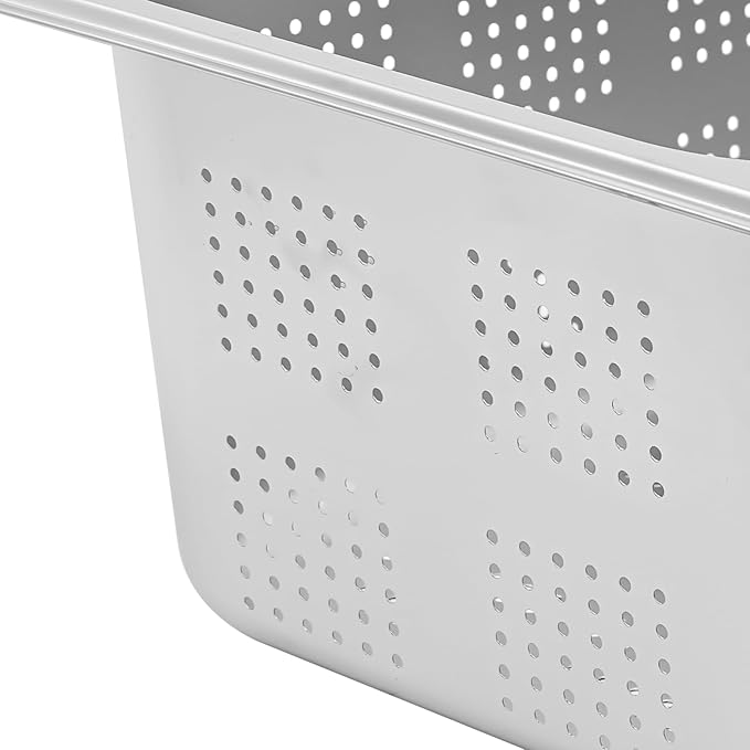 2-Pack Stainless Steel Hotel Pans 1/2 Size 6 Deep Anti-Jam Perforated Steam Table Pan Washing Up Bowl Set Food Grade Dishpan for Drain Water Wash Fruits/Vegetables