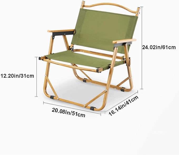 Aluminum Black Practical Outdoor Camping Folding Chair Portable Oxford Cloth Beach Chair Beech Wood Armrests for Parks Backpacking Yard Load Capacity 350 Lbs