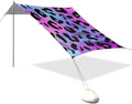 Beach Tent Sun Shelter Purple Laser Leopard Print Lightweight &amp Easy Setup Beach Shade Canopy for Camping Fishing