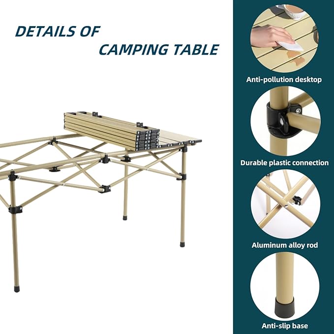 Folding Camping Table Portable Beach Tablewith Portable BagSuitable for Indoor Outdoor Camping Backyard Party Patio The Yellow Camping Table at The Beach