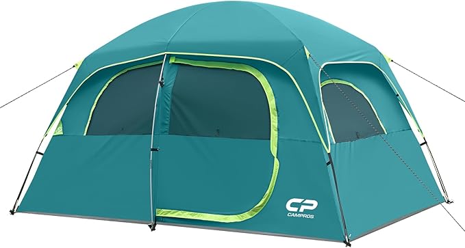 CAMPROS CP Upgraded 6/8 Person Camping Tents Waterproof Windproof Family Tent with Larger Mesh Windows &amp Door Double Layer Easy Set Up All-Season Dome Tent with Top Rainfly &amp Carry Bag