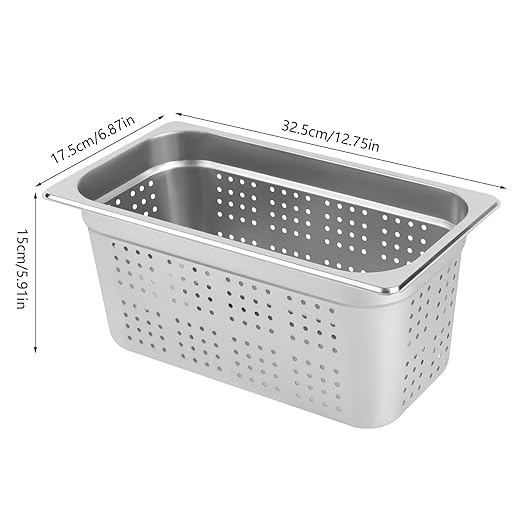 2-Pack 1/3 Size 6 Deep Anti-Jam Perforated Stainless Steel Steam Table Pan Hotel Pan